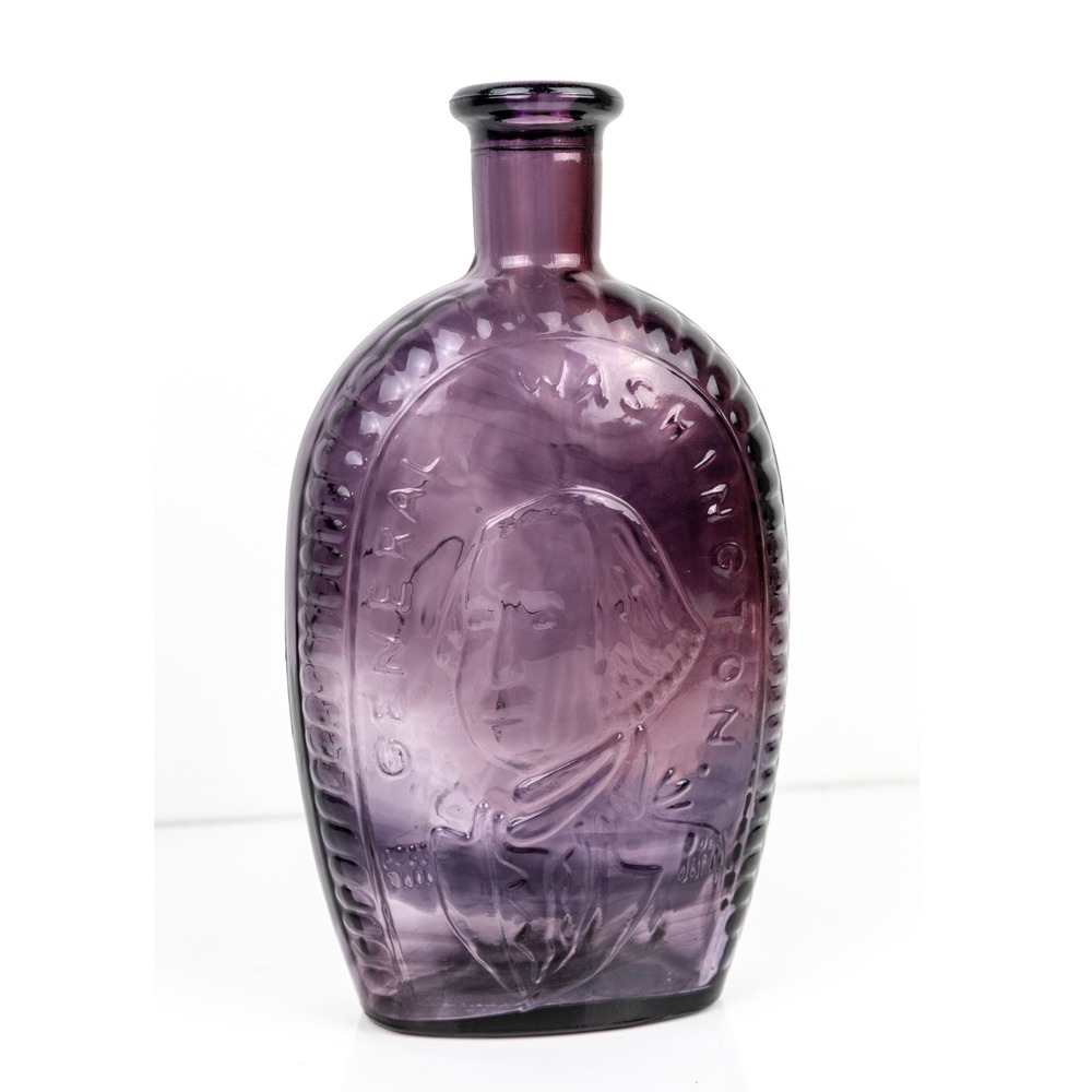 Vintage Wheaton Amethyst Glass General Washington Eagle Portrait Flask